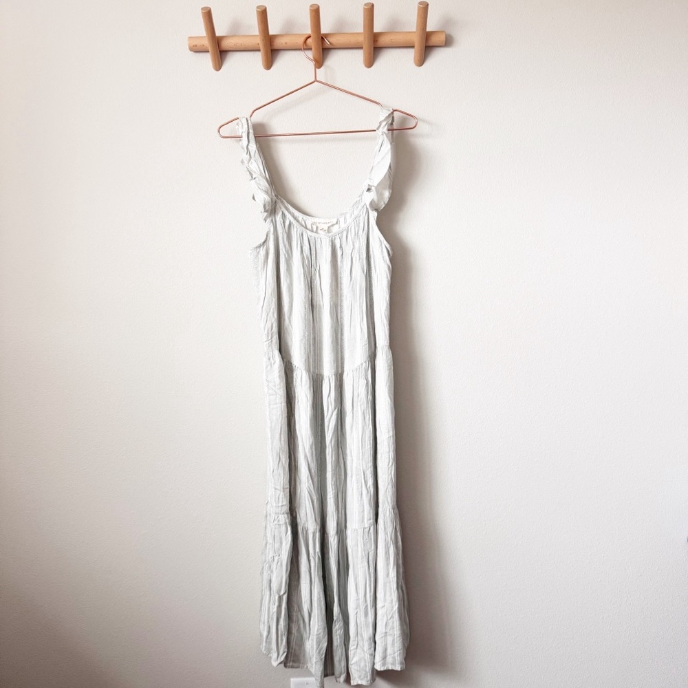 EcoThreads Tiered Gray and White Dress